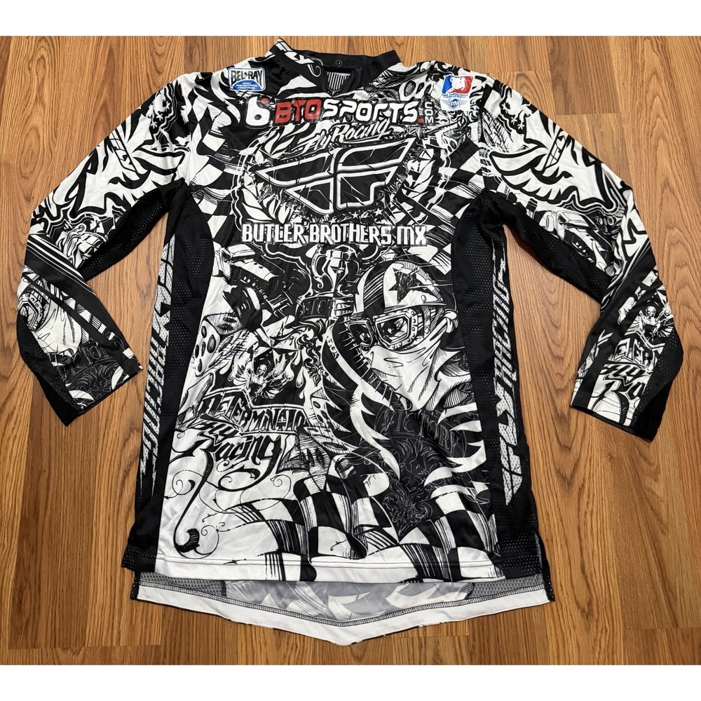 Fly Racing Jersey Mens Medium Evolution Motocross BTO Sports Skull Graphic